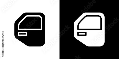 car door icon flat vectors set. black and white