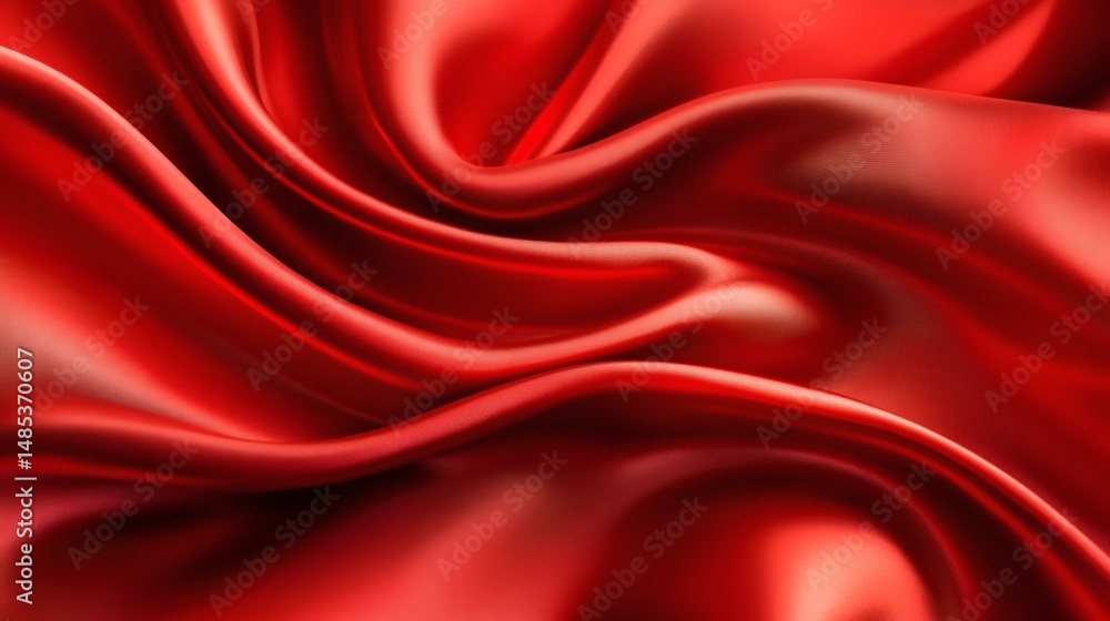 Fototapeta premium Red Silk Fabric Texture Close-up