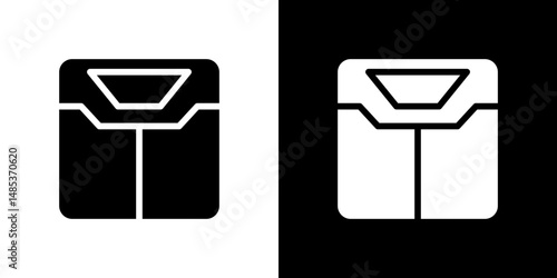 Weight scale icon flat vectors set. black and white