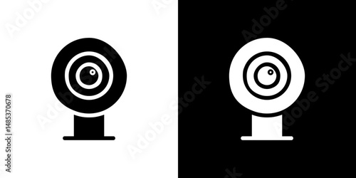 Web camera icon flat vectors set. black and white