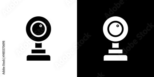 Webcam icon flat vectors set. black and white