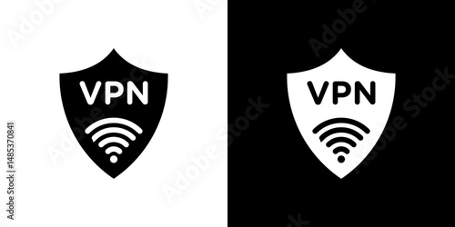 Vpn icon flat vectors set. black and white