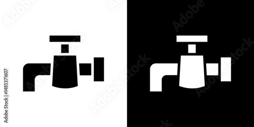 Tap icon flat vectors set. black and white