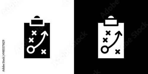 Tactics icon flat vectors set. black and white