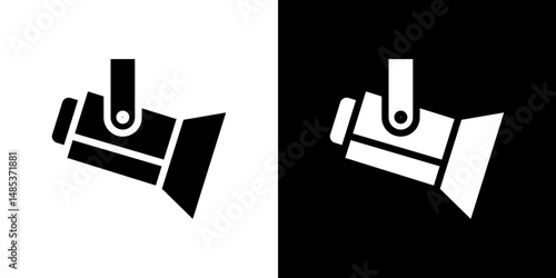 Spotlight icon flat vectors set. black and white