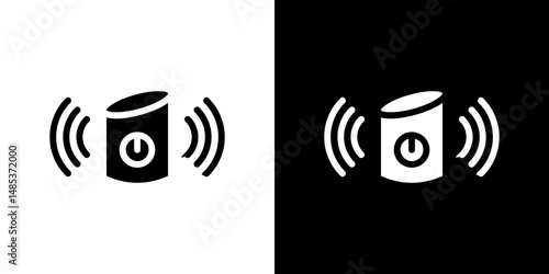 Smart speaker icon flat vectors set. black and white