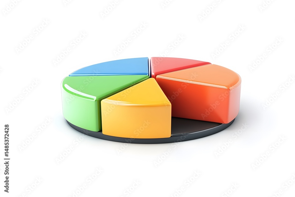 Obraz premium Colorful 3d rendered pie chart showcasing business data analysis and statistical representation