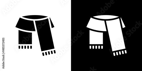 Scarf icon flat vectors set. black and white