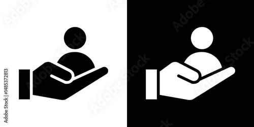 Retention icon flat vectors set. black and white