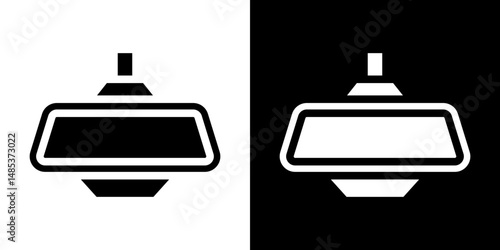 Rear mirror icon flat vectors set. black and white
