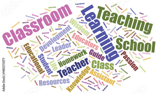 Editable Teachers Word Cloud Layout – Educational Typography Art with School & Teaching Terms in Editable Vector Format