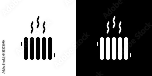Radiator icon flat vectors set. black and white