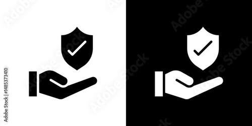 Policyholder icon flat vectors set. black and white
