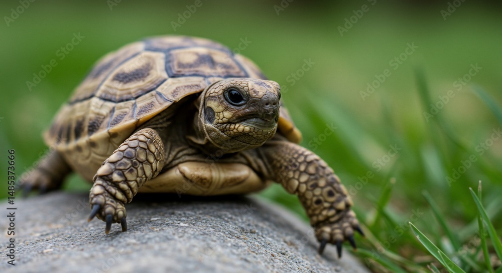 Tortoise bravely standing on a rock Tortoise bravely standing on a rock