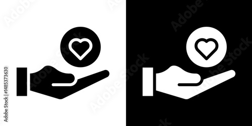 Philanthropy icon flat vectors set. black and white