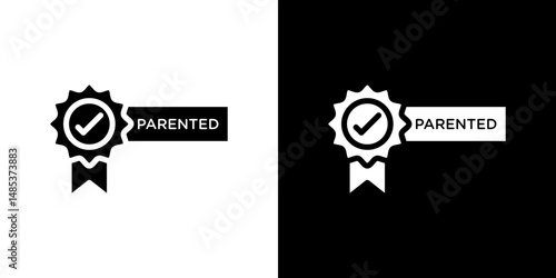 Patented icon flat vectors set. black and white