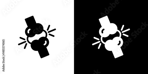 Osteoporosis icon flat vectors set. black and white