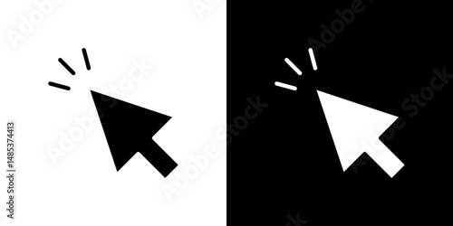 Mouse icon flat vectors set. black and white
