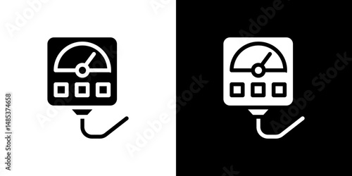 Meter icon flat vectors set. black and white