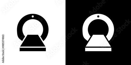 MRI icon flat vectors set. black and white