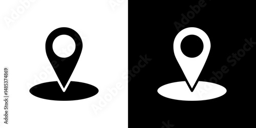 Map marker icon flat vectors set. black and white