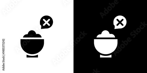 Lack of appsetite icon flat vectors set. black and white