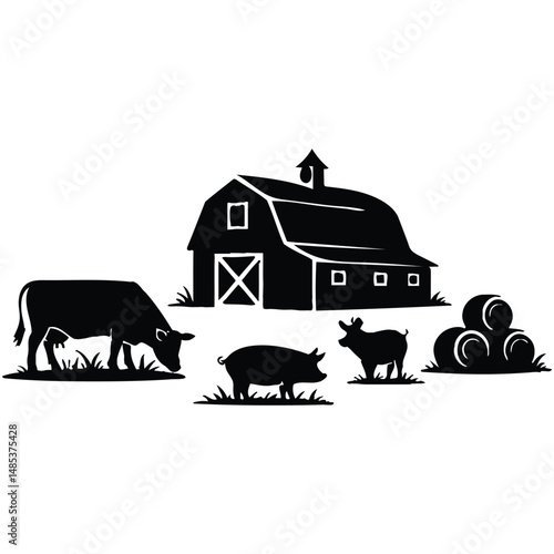 farm animals collection with home
