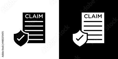 Insurance Claim icon flat vectors set. black and white