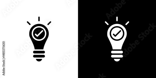 Idea icon flat vectors set. black and white