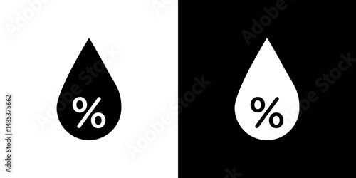Humidity icon flat vectors set. black and white