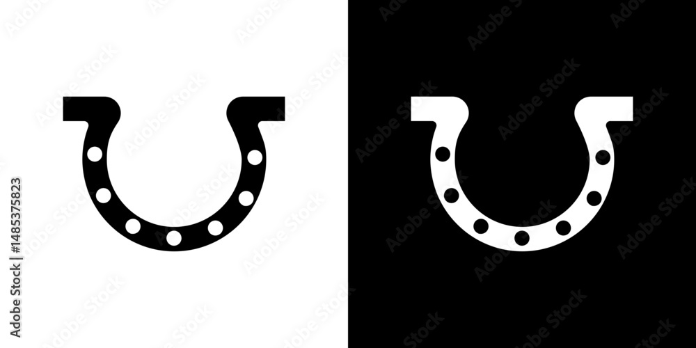 Horseshoe icon flat vectors set. black and white Horseshoe icon flat vectors set. black and white