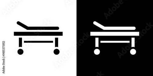 Hospital bed icon flat vectors set. black and white