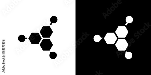 Hormones icon flat vectors set. black and white