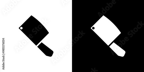 Hatchet icon flat vectors set. black and white