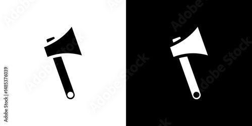 Hatchet icon flat vectors set. black and white