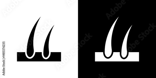 Hair icon flat vectors set. black and white