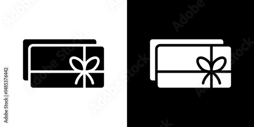Gift voucher icon flat vectors set. black and white