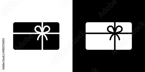Gift card icon flat vectors set. black and white