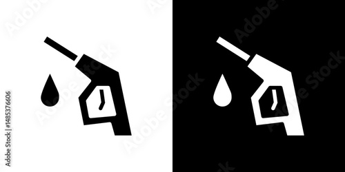 Fuel icon flat vectors set. black and white