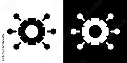 Function icon flat vectors set. black and white