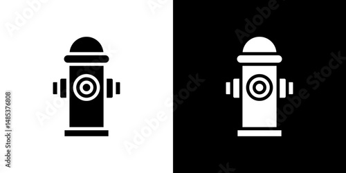 Fire hydrant icon flat vectors set. black and white