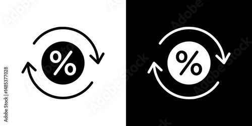 Exchange rate icon flat vectors set. black and white