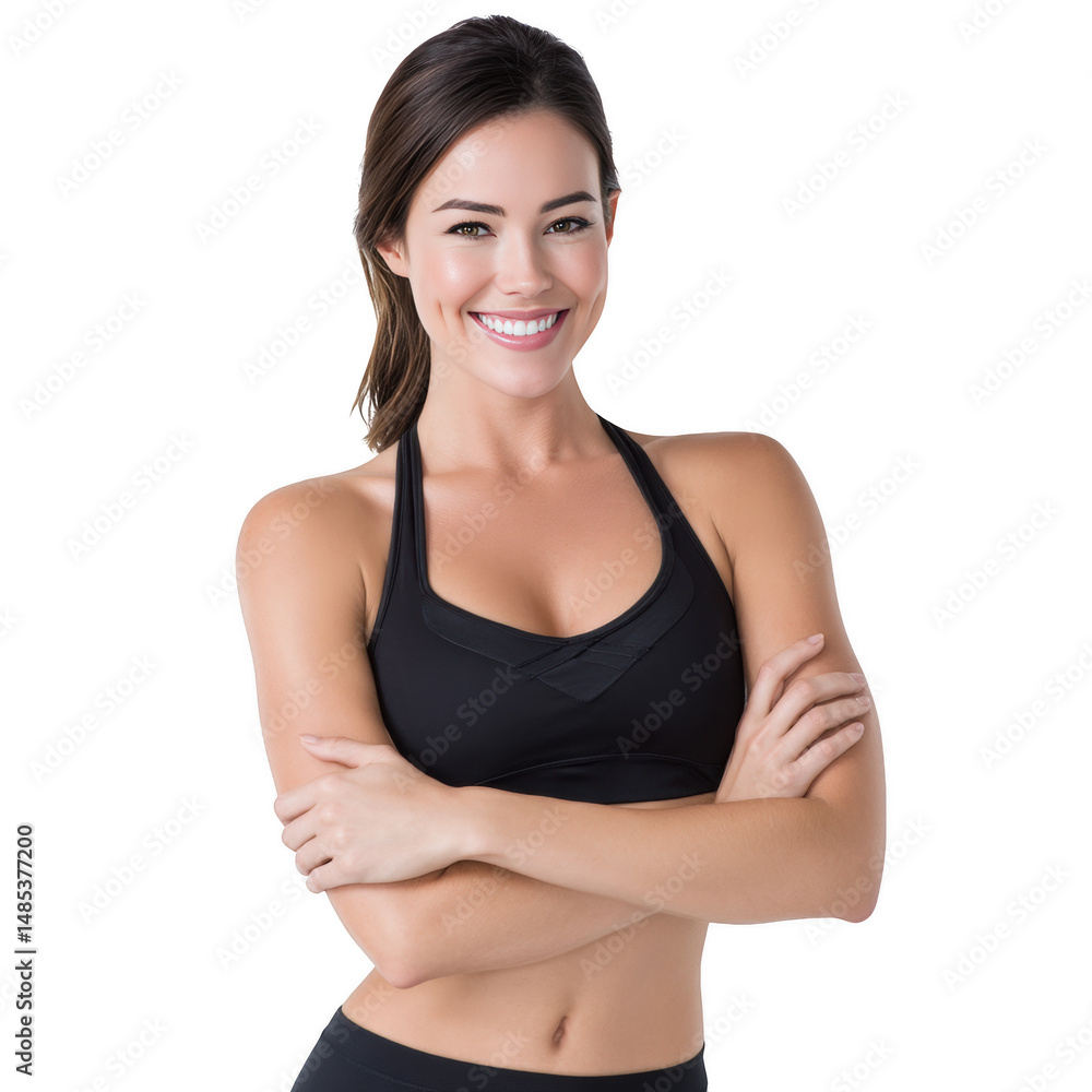 Empowered athlete stretching energizing fitness routine in outdoor or gym, isolated on transparent background Empowered athlete stretching energizing fitness routine in outdoor or gym, isolated on transparent background
