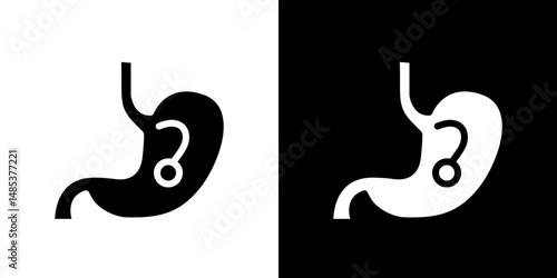 Endoscopy icon flat vectors set. black and white
