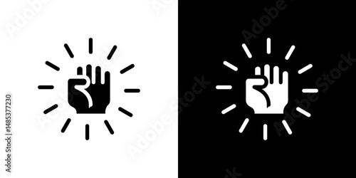 Empowerment icon flat vectors set. black and white