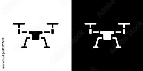 Drone icon flat vectors set. black and white