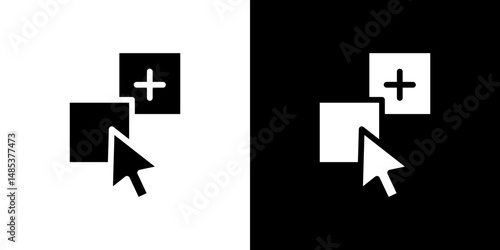 Drag and drop icon flat vectors set. black and white