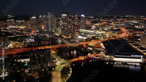 Wallpaper Mural Downtown Tampa At Tampa In Florida United States. Famous Highrise Building. City At Night Landscape. Tampa At Florida United States. Business District. Illuminated Night City. Torontodigital.ca