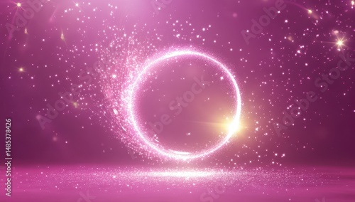 Glowing Pink Circle, Sparkling Particles