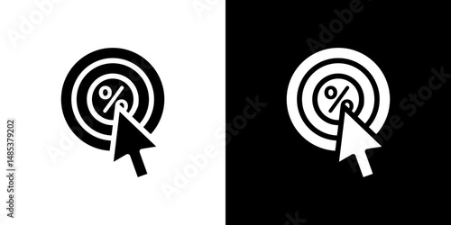 Click through rate icon flat vectors set. black and white